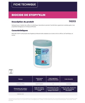 Lingettes nettoyantes Stopy Klin x200 Biocide