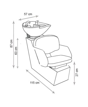 Fauteuil Bac de Lavage OREGON 2 Noir - Cuvette Céramique Inclinable