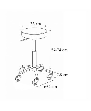 Tabouret Coupe Roma Noir Pompe Lift Gaz