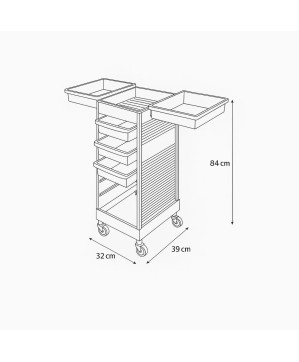 Table de Service PROTEK Noire - 5 Tiroirs