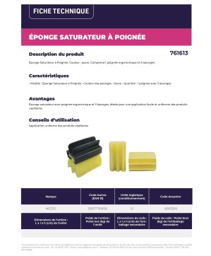 Éponge Saturateur à Poignée- Avec 3 Éponges Jaunes