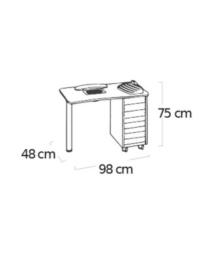 TABLE MANUC-ASPI MADIS-RENO BLANC. 98x48x75