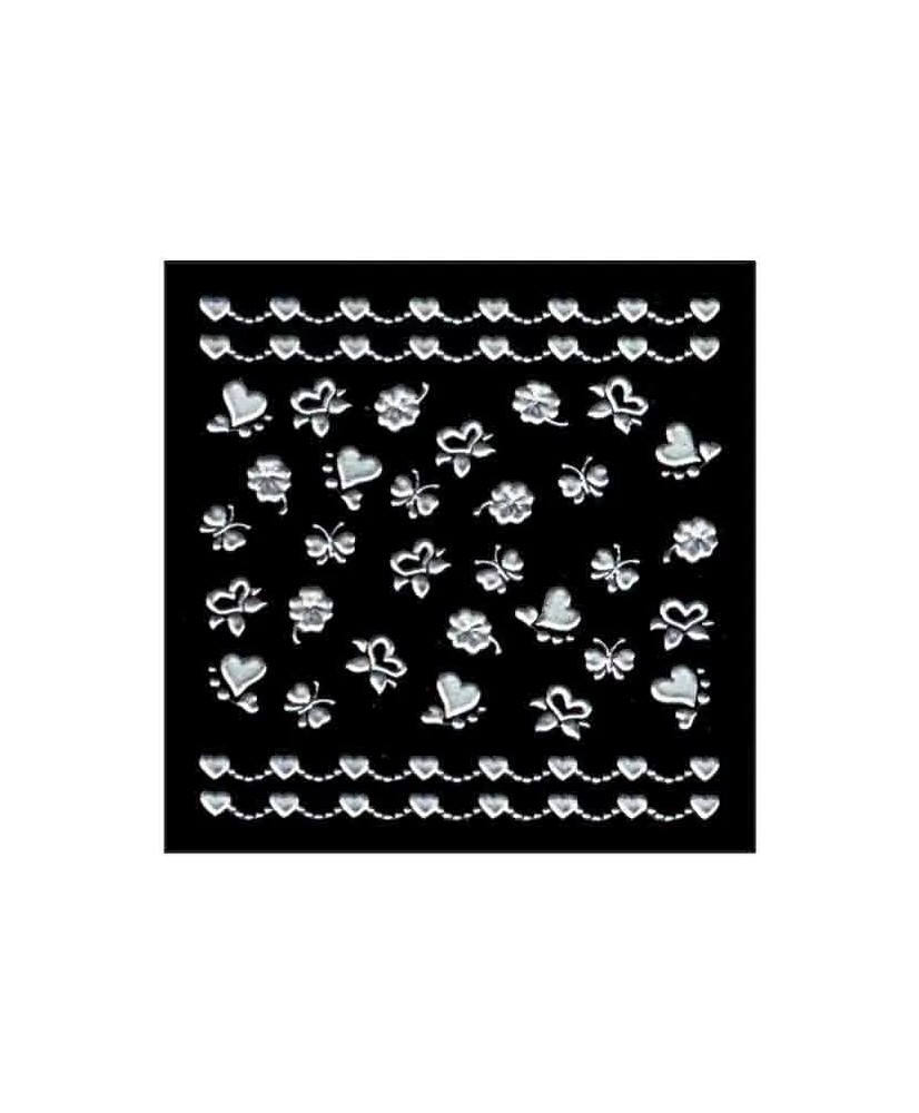 Décor Ongles Argent Coeurs    Xts138 - IB