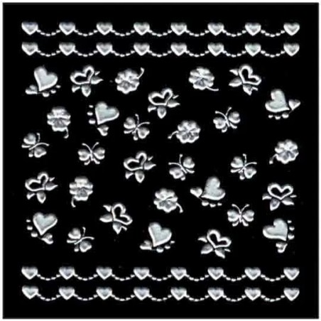 Décor Ongles Argent Coeurs    Xts138 - IB