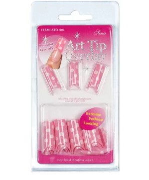 Faux Ongles Overlay-Tip X24 Rose Pois Blanc IB