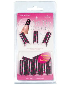 Faux Ongles Overlay-Tip X24 Noir Pois Rouge - IB