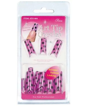 Faux Ongles Overlay-Tip X24 Rose Pois Noir - IB