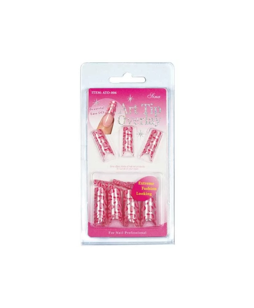 Faux Ongles Overlay-Tip X24 Argent-Rouge-Rose - IB
