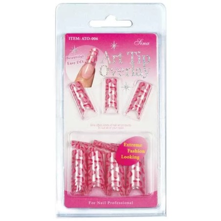 Faux Ongles Overlay-Tip X24 Argent-Rouge-Rose - IB