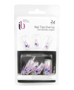 Faux Ongles Overlay-Tip X20 Bleu Rouge Fleur - IB