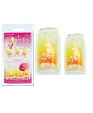 Faux Ongles Overlay-Tip X20 Bleu Jaune Fleur - IB