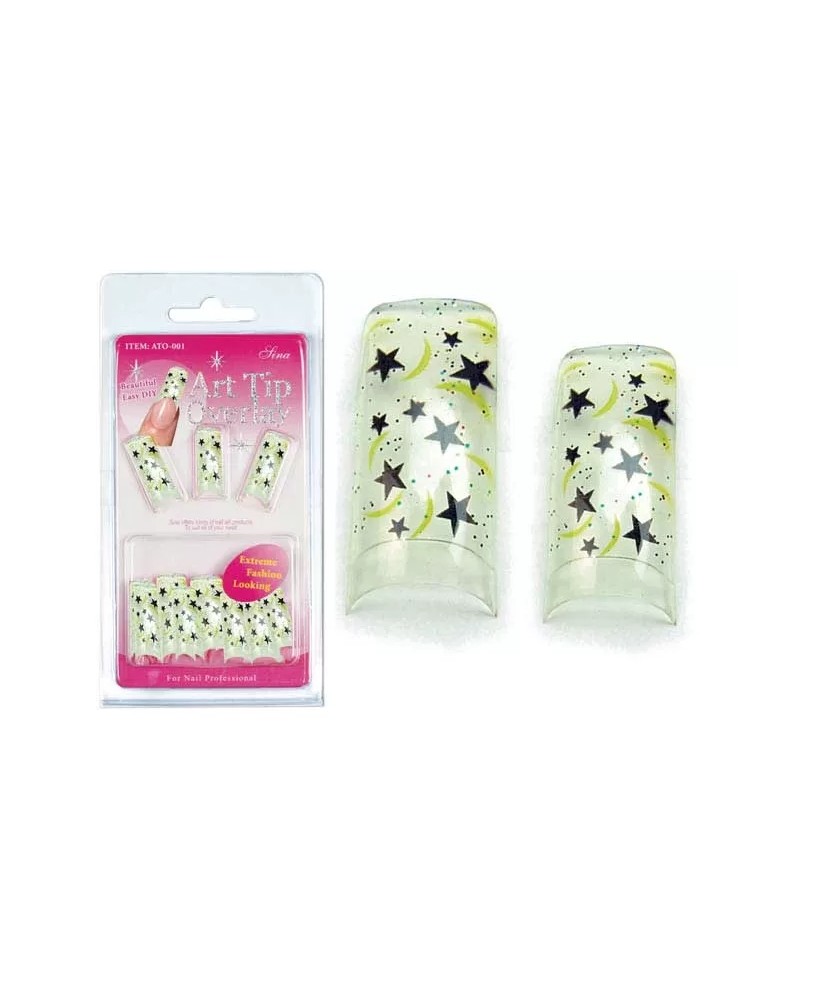 Faux Ongles Overlay-Tip X20 Blanc Etoil.Noir - IB