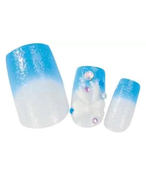 Faux Ongles x24 3D Bleu Fleur - IB