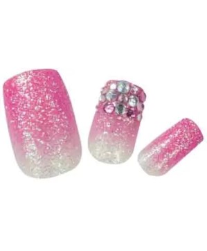 Faux Ongles x24 3D Rose+Strass - IB