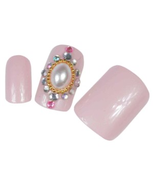 Faux Ongles x24 3D Rose+Perle+Strass - IB