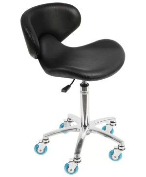 Tabouret SUPER-TEAM noir av.dossier+roulette softy