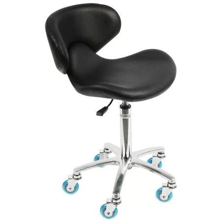 Tabouret SUPER-TEAM noir av.dossier+roulette softy