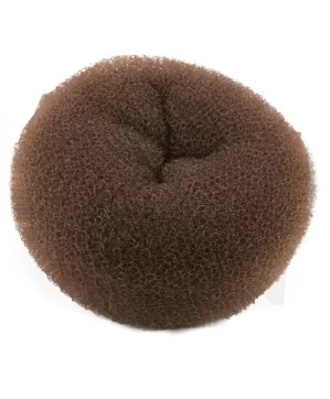 Crepon à chignon pouf - Chatain - 14x6cm