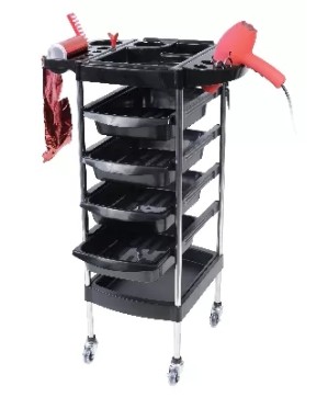 Table COLECO noir 4 tiroirs +  2 plateaux