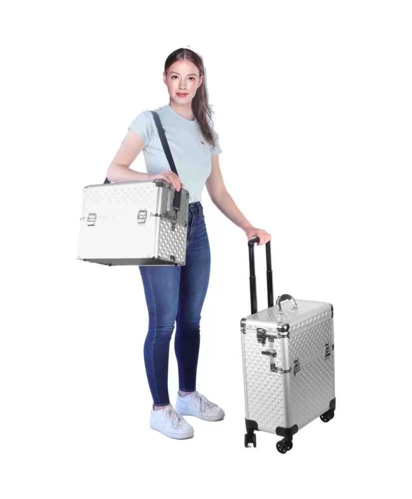 Valise ALU 2-CAZ Silver 4-ROLLY  42x23x79 cms