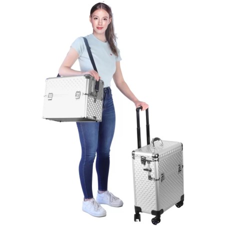 Valise ALU 2-CAZ Silver 4-ROLLY  42x23x79 cms