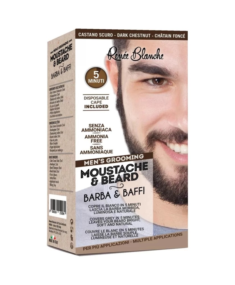 Kit Coloration Barbe et Moustache Châtain foncé - Complet avec Accessoires