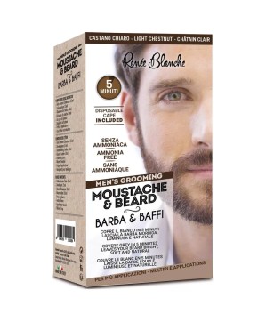 Kit Coloration Barbe et Moustache Châtain Clair - Complet avec Accessoires
