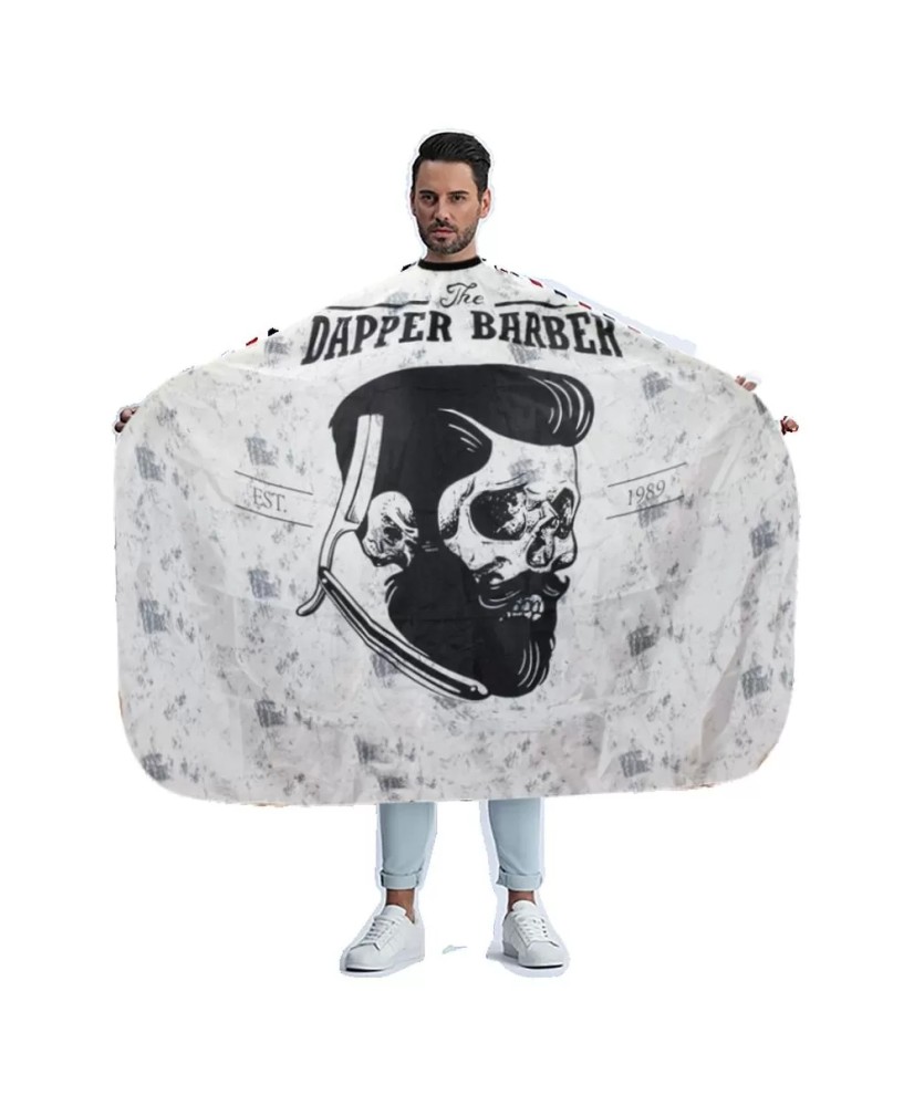 MAXI CAPE DAPPER BARBER-CRANE Grise-Noir CLIP