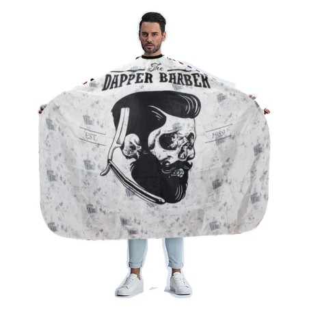 MAXI CAPE DAPPER BARBER-CRANE Grise-Noir CLIP