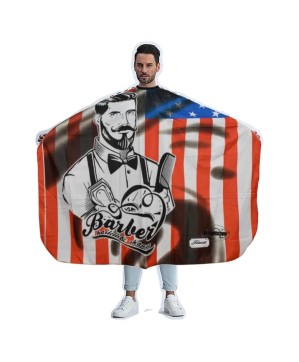 MAXI CAPE USA-FLAG-BARBER-Rouge-Bleu