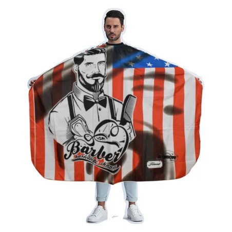 MAXI CAPE USA-FLAG-BARBER-Rouge-Bleu