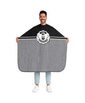 Maxi Cape Salon de Coiffure Barber - Gris Rayé, 160 x 140 cm