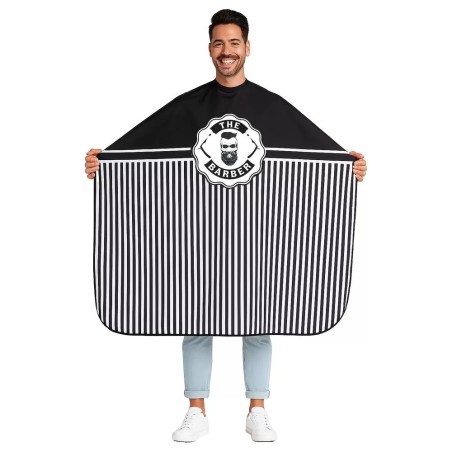 Maxi Cape Salon de Coiffure Barber - Gris Rayé, 160 x 140 cm