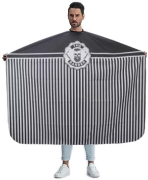 Maxi Cape Salon de Coiffure Barber - Gris Rayé, 160 x 140 cm