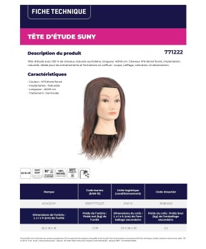 Tete étude SUNY cheveux naturels 40/45cms color 6