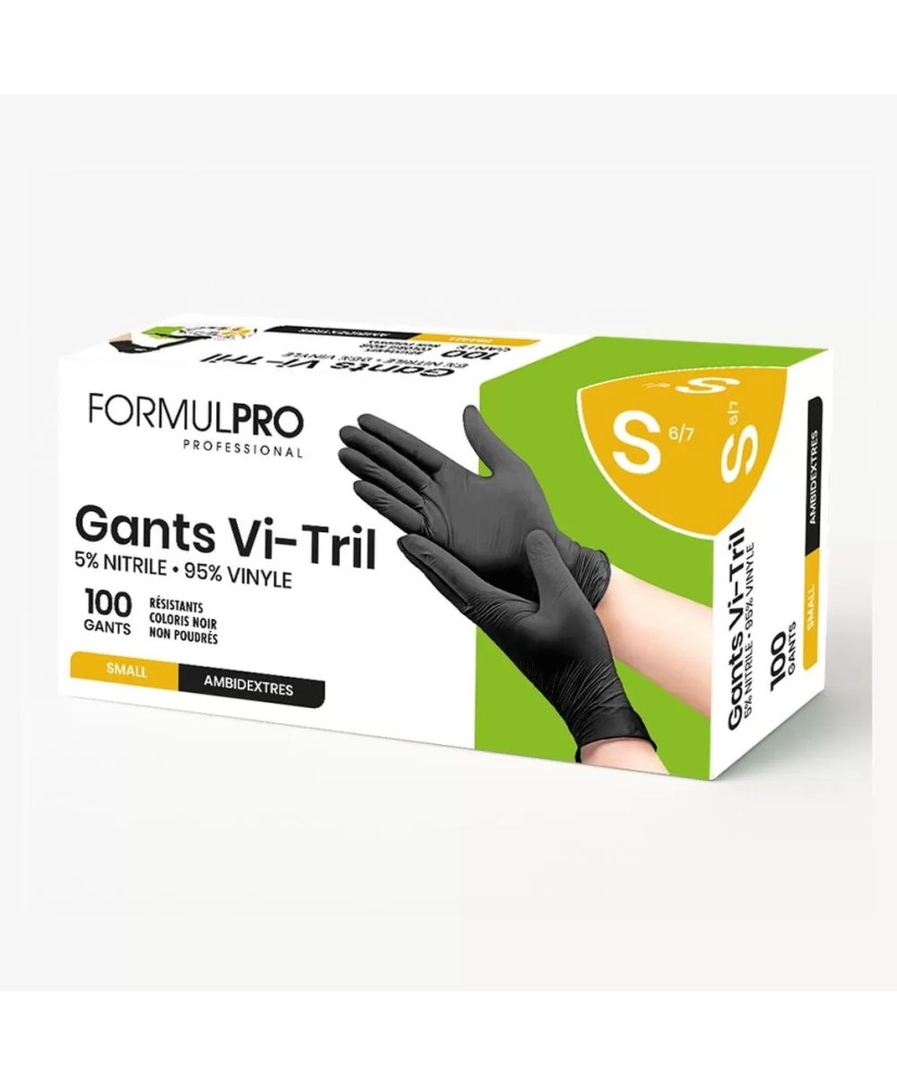 Gants Noirs VINI - Taille Small (95% vinyle 5% nitrile)