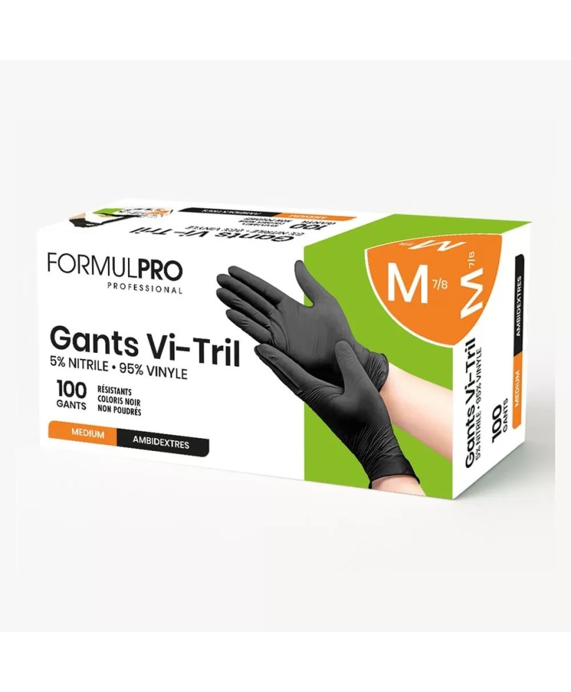 Gants Noirs VINI - Taille Medium (95% vinyle 5% nitrile)