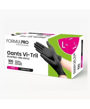 Gants Noirs VINI - Taille Large (95% vinyle 5% nitrile)