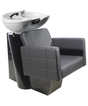 Fauteuil Bac de Lavage CAPRI - Noir, Cuvette Céramique Blanche