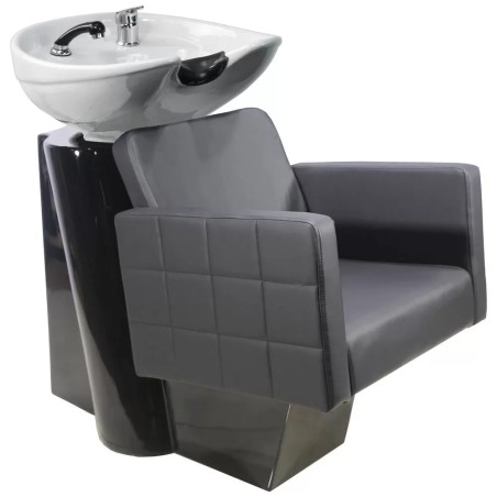 Fauteuil Bac de Lavage CAPRI - Noir, Cuvette Céramique Blanche
