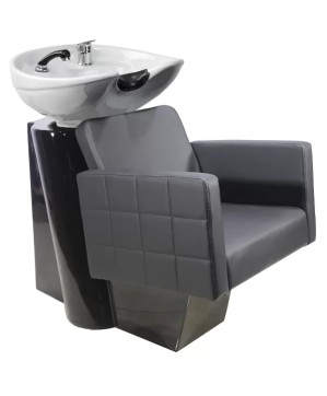 Fauteuil Bac de Lavage CAPRI - Noir, Cuvette Céramique Blanche