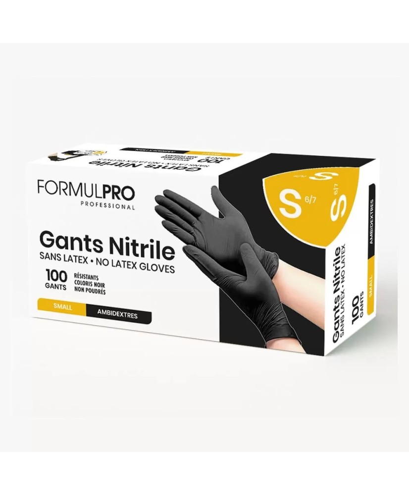 Gants Noirs en Nitrile - Taille S, Boîte de 100