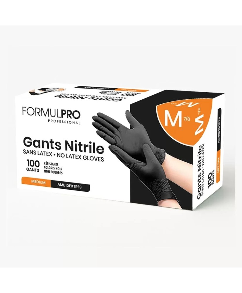 Gants Noirs en Nitrile - Taille M, Boîte de 100