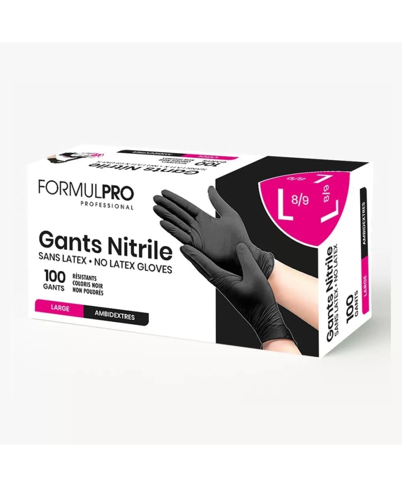 Gants Noirs en Nitrile - Taille L, Boîte de 100