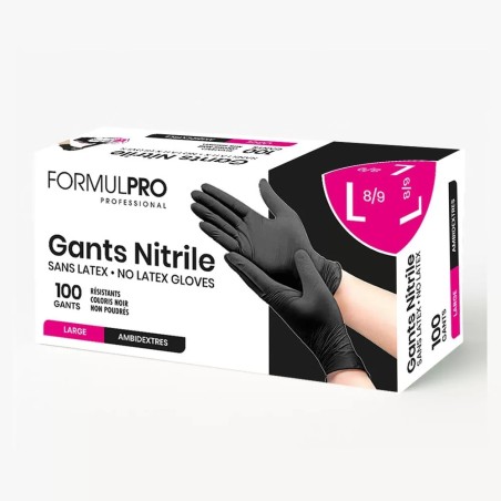 Gants Noirs en Nitrile - Taille L, Boîte de 100