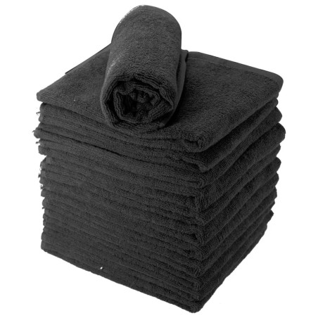 Serviette noire 100% coton  (50x90cm) x6