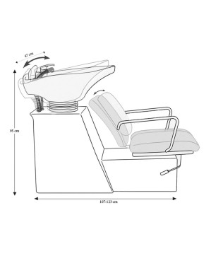 Fauteuil Bac de Lavage GRENADA avec Siège Coulissant - Noir, Cuvette Basculante