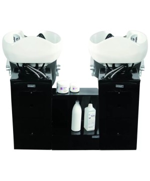 Fauteuil Bac de Lavage GRENADA avec Siège Coulissant - Noir, Cuvette Basculante