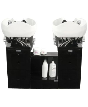 Fauteuil Bac de Lavage GRENADA avec Siège Coulissant - Noir, Cuvette Basculante