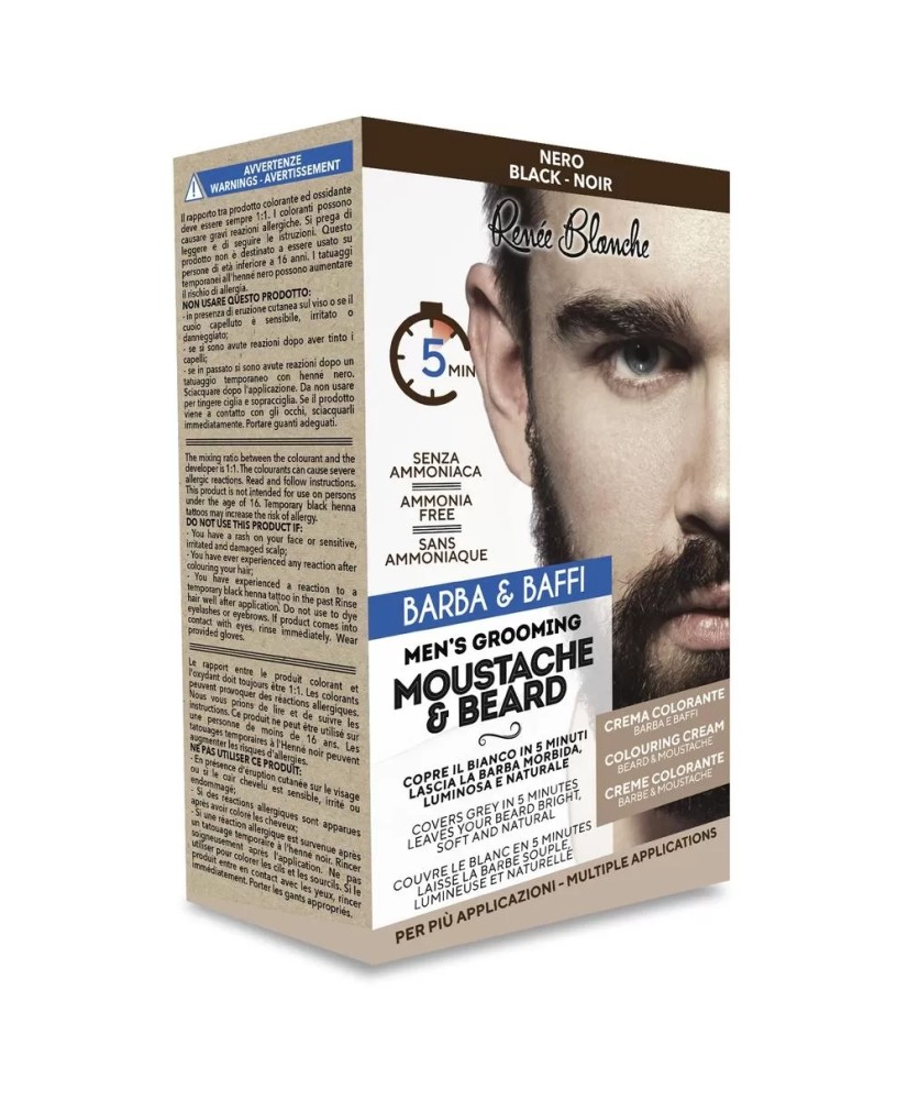 Kit Coloration Barbe et Moustache Noir - Complet avec Accessoires